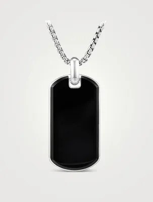 Chevron Tag In Sterling Silver With Black Onyx