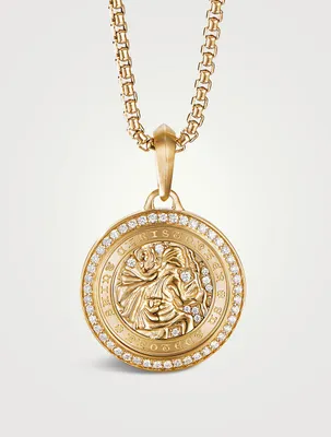 St. Christopher Amulet In 18k Yellow Gold With Pavé Diamonds