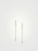 Pearl And Pavé Drop Earrings In Sterling Silver With Diamonds