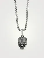 Memento Mori Skull Amulet In Sterling Silver With Pavé Black Diamonds
