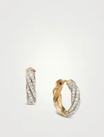 Cable Edge® Huggie Hoop Earrings In 18k Yellow Gold With Pavé Diamonds