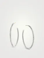 Pavé Hoop Earrings In Sterling Silver With Diamonds