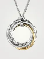 Crossover Pendant Necklace In Sterling Silver With 14k Yellow Gold