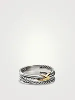 X Crossover Band Ring Sterling Silver With 18k Yellow Gold