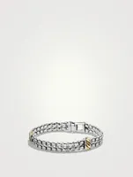 Cable Two Row Box Chain Bracelet Sterling Silver With 18k Yellow Gold