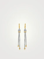 Zig Zag Stax™ Chain Drop Earrings In Sterling Silver With 18k Yellow Gold And Diamonds, 66mm