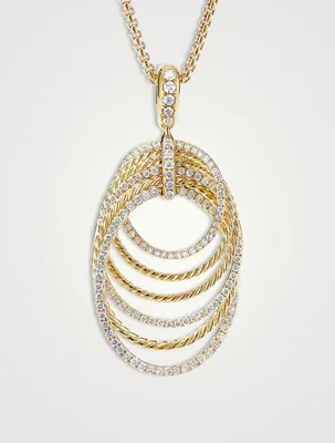 Dy Origami Pendant Necklace In 18k Yellow Gold With Pavé Diamonds