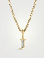 Pavé J Initial Pendant In 18k Yellow Gold With Diamonds
