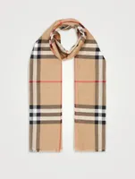 Check Lightweight Wool Silk Scarf