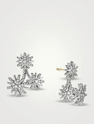 Starburst Cluster Earrings In Sterling Silver With Pavé Diamonds