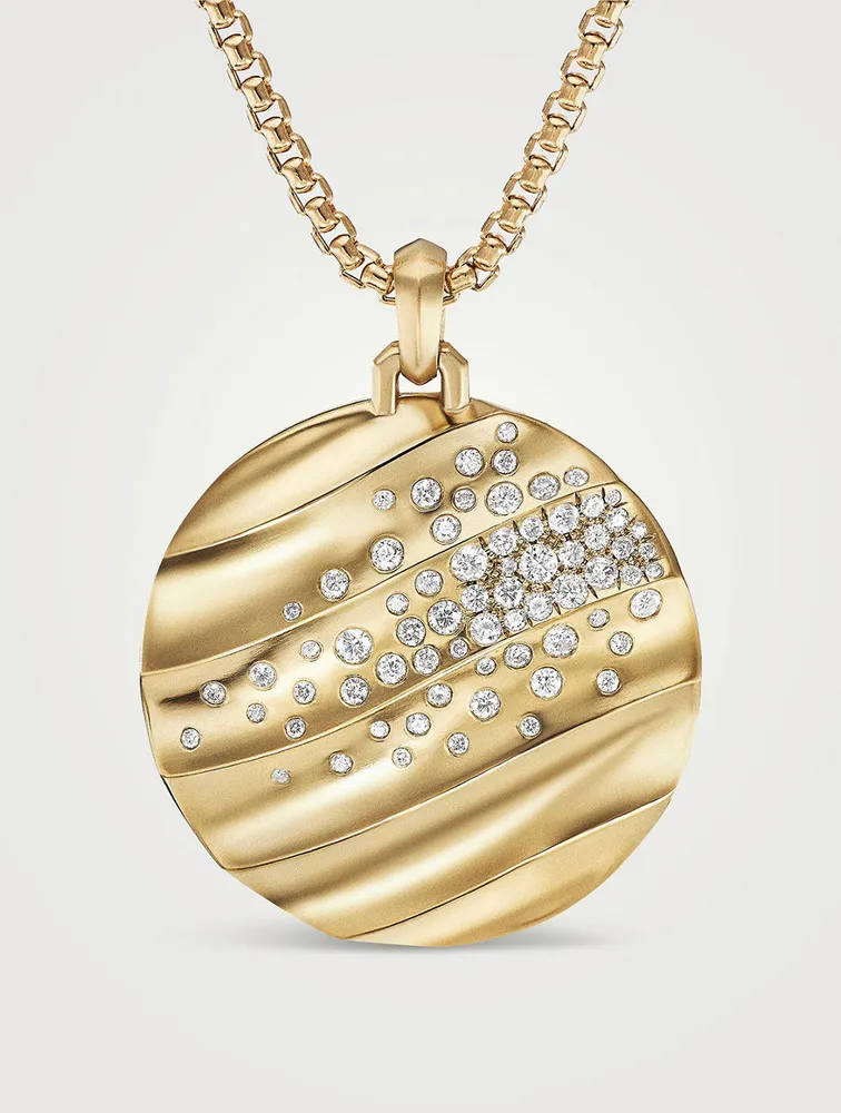 Cable Edge® Pendant In 18k Yellow Gold With Pavé Diamonds