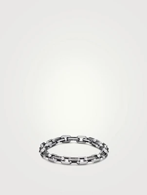 Streamline® Heirloom Chain Link Bracelet Sterling Silver With Pavé Black Diamonds, 7.5mm