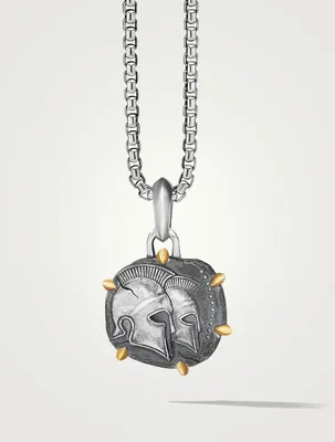 Gemini Amulet In Sterling Silver With 18k Yellow Gold