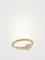 Petite Starburst Station Ring 18k Yellow Gold With Full Pavé Diamonds