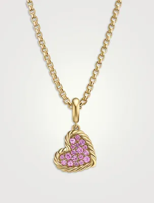 Dy Elements® Heart Pendant In 18k Yellow Gold With Pavé Pink Sapphires