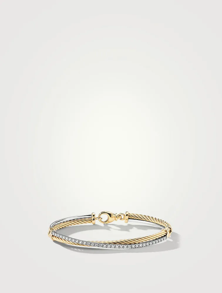 Crossover Linked Bracelet 18k Yellow Gold With Pavé Diamonds