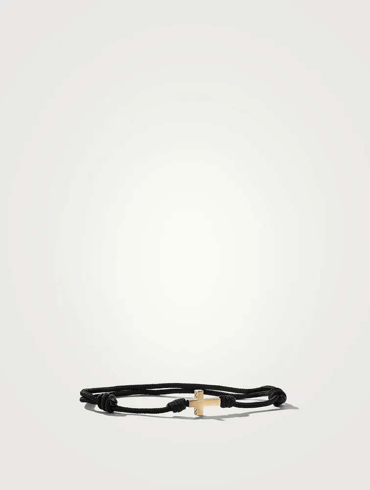 David Yurman St. Michael Black Cord Bracelet with 18K Yellow Gold