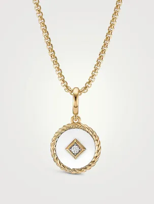 Cable Collectibles® White Enamel Charm In 18k Yellow Gold With Center Diamond