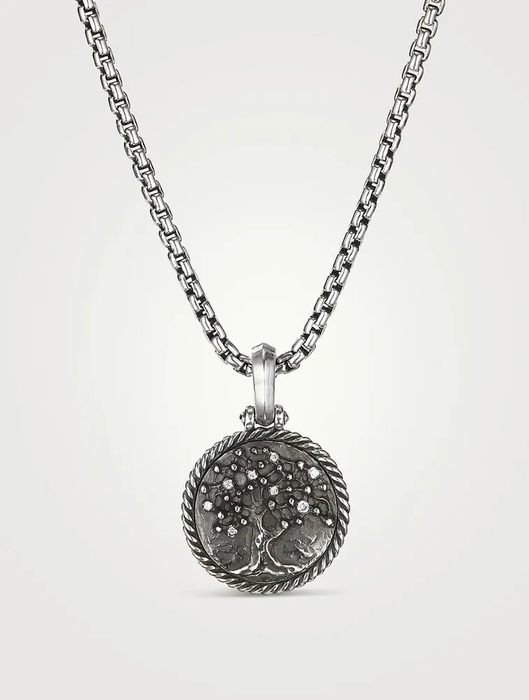 Tree Of Life Amulet In Sterling Silver With Diamonds