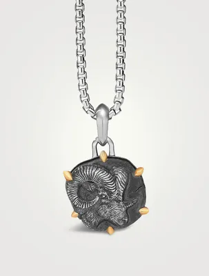 Aries Amulet In Sterling Silver With 18k Yellow Gold