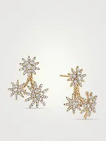 Starburst Cluster Drop Earrings In 18k Yellow Gold With Full Pavé Diamonds