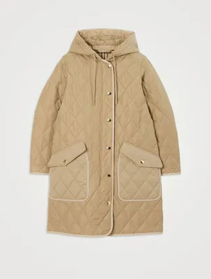 Quilted Nylon Hooded Coat