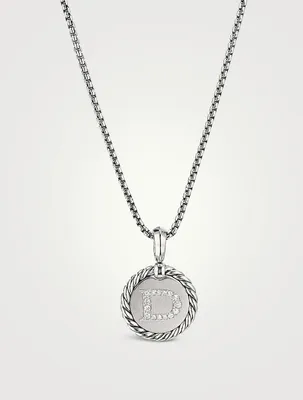 D Initial Charm In Sterling Silver With Pavé Diamonds
