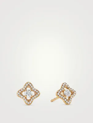 Venetian Quatrefoil® Stud Earrings In 18k Yellow Gold With Diamonds