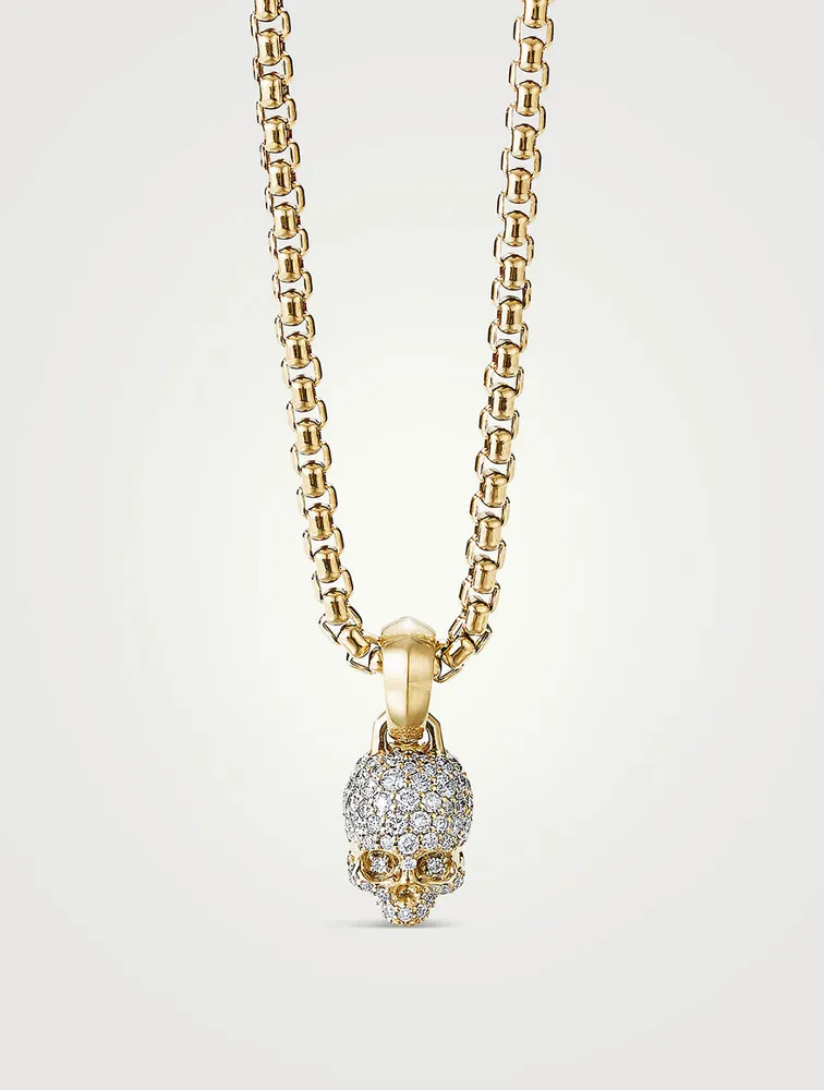 Skull Charm With Full Pavé Diamonds And 18k Yellow Gold