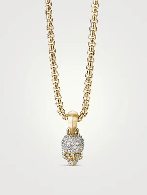 Skull Charm With Full Pavé Diamonds And 18k Yellow Gold