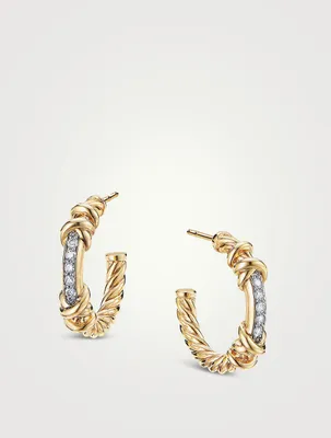Petite Helena Wrap Hoop Earrings In 18k Yellow Gold With Pavé Diamonds