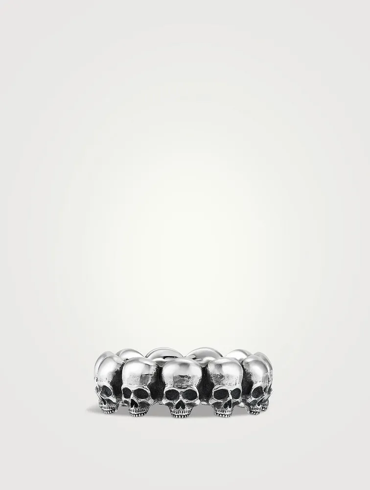 Memento Mori Skull Band Ring Sterling Silver