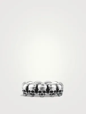 Memento Mori Skull Band Ring Sterling Silver