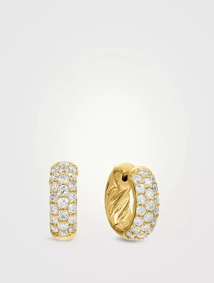 Dy Mercer® Micro Hoop Earrings In 18k Yellow Gold With Diamonds, 13.5mm