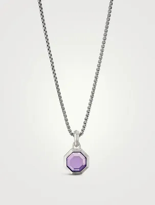 Octagon Cut Amulet In Sterling Silver With Amethyst