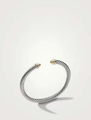 Cable Classics Bracelet Sterling Silver With 18k Yellow Gold Domes And Pavé Diamonds
