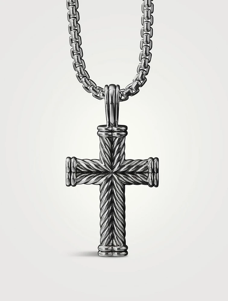 Chevron Cross Pendant In Sterling Silver