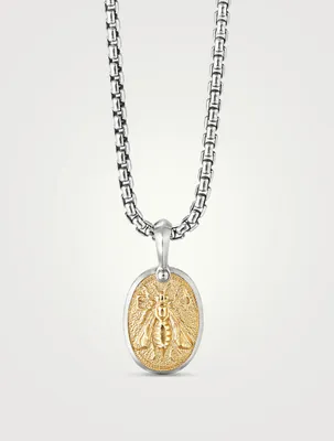 Petrvs® Bee Amulet In Sterling Silver With 18k Yellow Gold