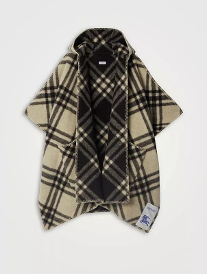 Reversible Check Wool Cape