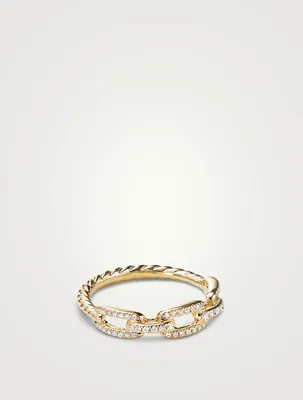 Stax Chain Link Ring 18k Gold With Pavé Diamonds