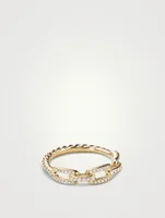 Stax Chain Link Ring 18k Gold With Pavé Diamonds