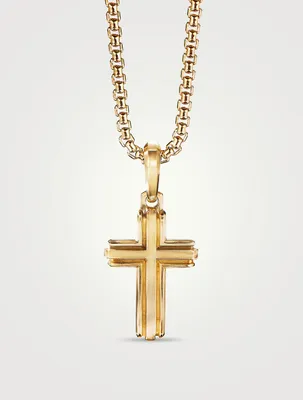 Deco Cross Pendant In 18k Yellow Gold