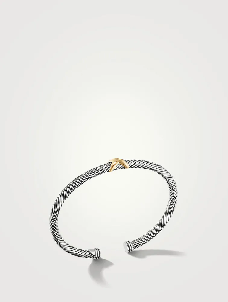 X Station Bracelet Sterling Silver With 18k Yellow Gold