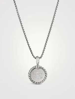 B Initial Charm In Sterling Silver With Pavé Diamonds