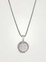 B Initial Charm In Sterling Silver With Pavé Diamonds