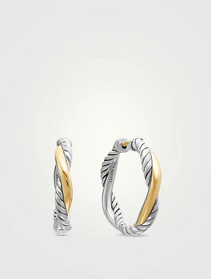 Petite Infinity Hoop Earrings In Sterling Silver With 14k Yellow Gold, 17.3mm