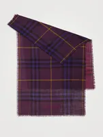 Reversible Check Wool Silk Scarf