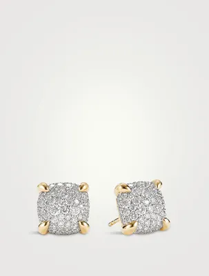 Chatelaine® Stud Earrings In 18k Yellow Gold With Pavé Diamonds