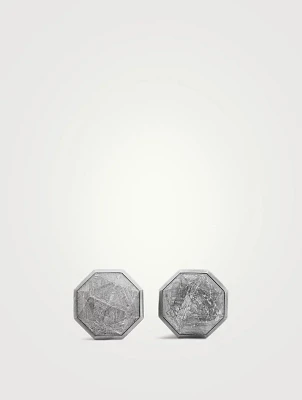 Meteorite Faceted Round Cufflinks In Sterling Silver, 16mm