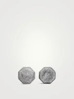 Meteorite Faceted Round Cufflinks In Sterling Silver, 16mm